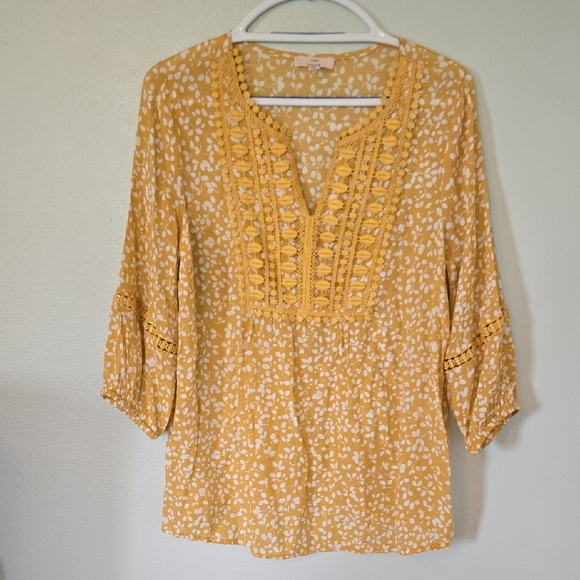 Como Vintage Yellow Floral Top Size Medium - Picture 1 of 8